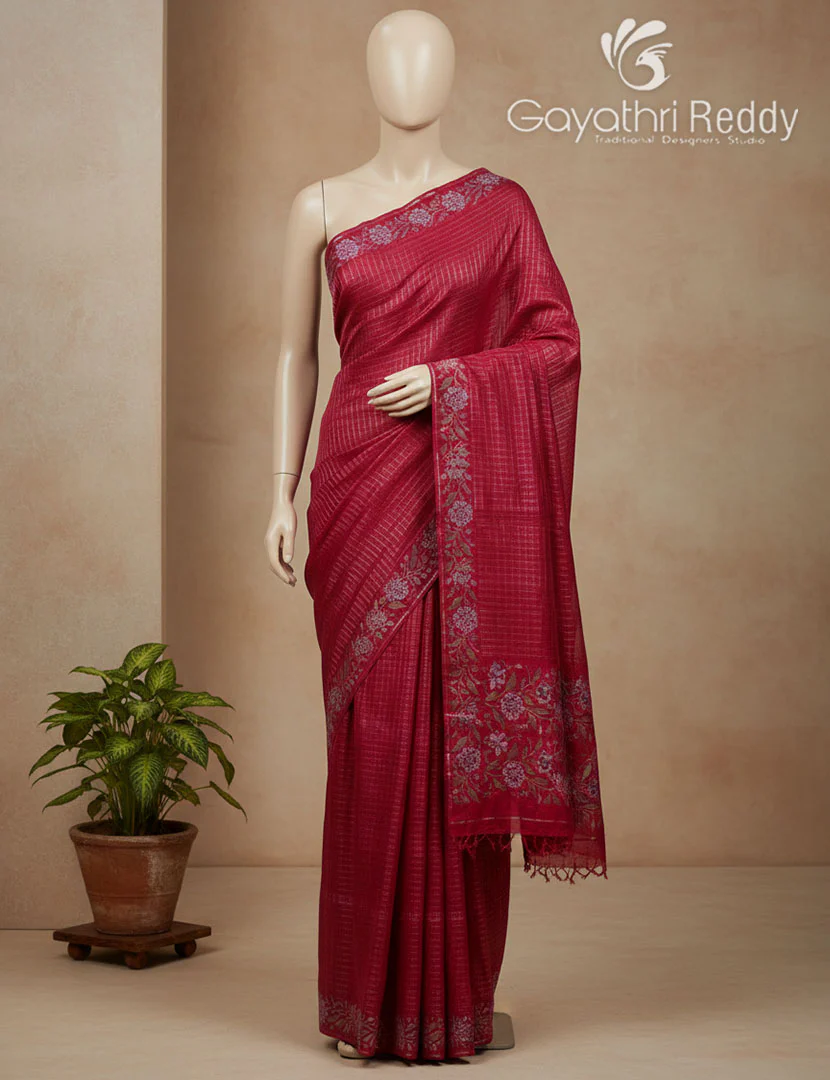 KHADI SILK WORK SAREE-KSW77