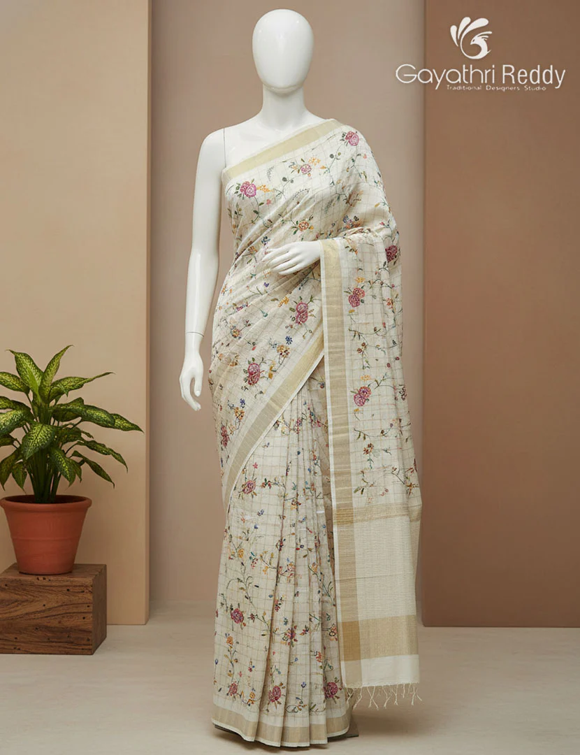 KHADI SILK WORK SAREE-KSW9