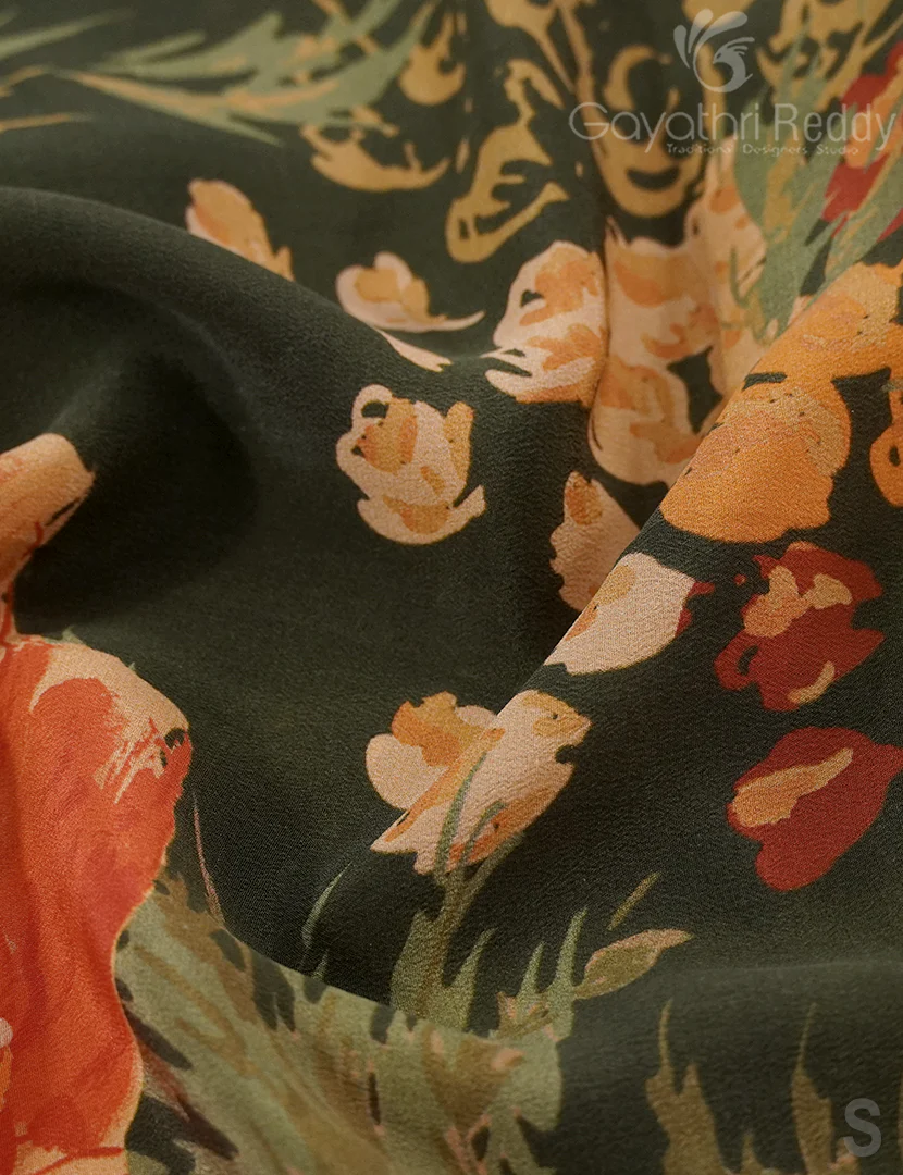 PURE CRAPE PRINTED SAREE-PCP9 - Image 5