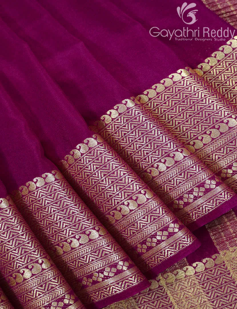 SEMI MYSORE CREPE SAREE-SMC394 - Image 4